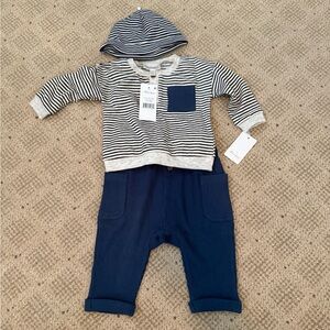 Striped Navy and Gray Kids Matching Set